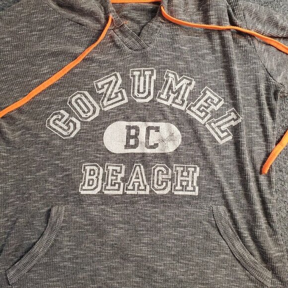 Cozumel Beach Hoodie Light Weight Sweatshirt  Women's Size Medium  Gray Pullover - Picture 2 of 10